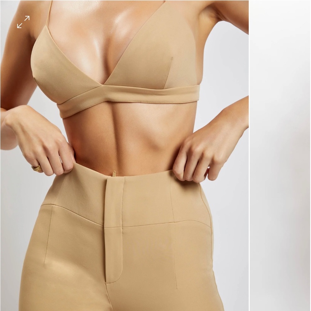 Meshki Cynthia Triangle Bralette Top XS in Camel
